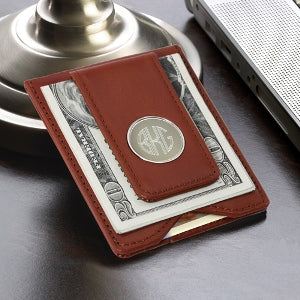 Leather Wallet and Money Clip - Brown