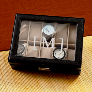 Personalized Men's Leather Watch Case - PersonalizationPop Test Store