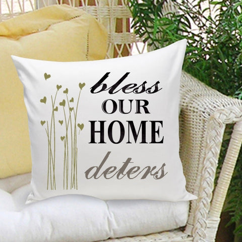 16x16 Family Name Throw Pillows - Bless Our Home - PersonalizationPop Test Store