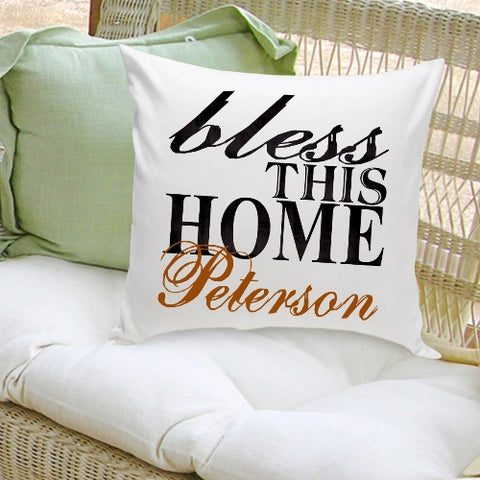 16x16 Family Name Throw Pillows - BlessThis House - PersonalizationPop Test Store