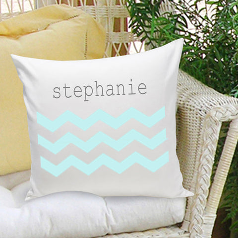 16x16 Family Name Throw Pillows - Chevron Blue - PersonalizationPop Test Store