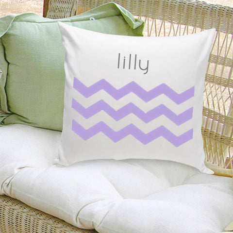 16x16 Family Name Throw Pillows - Chevron Purple - PersonalizationPop Test Store