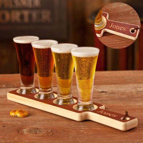 Beer Flight Paddle and Glasses - PersonalizationPop Test Store