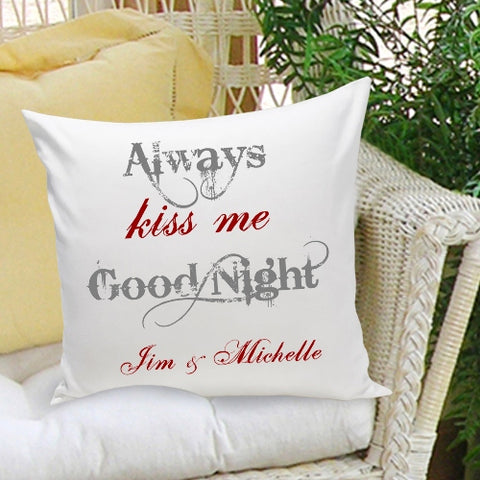 16x16 Throw Pillow Family - Kiss Me Goodnight - PersonalizationPop Test Store