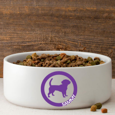 Circle of Love Silhouette Large Dog Bowl - PersonalizationPop Test Store