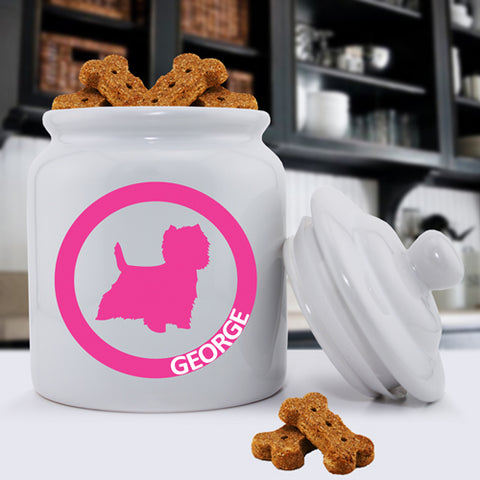 Personalized Circle Silhouette Dog Treat Jar - PersonalizationPop Test Store