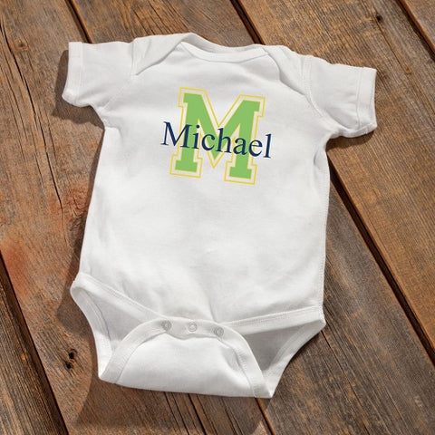 Personalized Baby Onesie - Baby Boy Initial Design - PersonalizationPop Test Store
