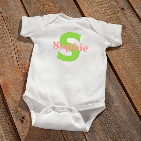 Personalized Baby Onesie - Baby Girl Initial Design - PersonalizationPop Test Store