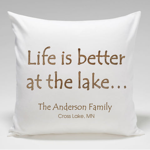 Cabin Throw Pillow-At The Lake - PersonalizationPop Test Store