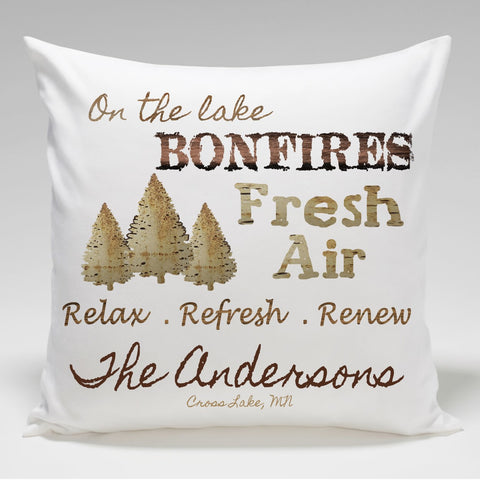 Cabin Throw Pillow-Bonfires - PersonalizationPop Test Store