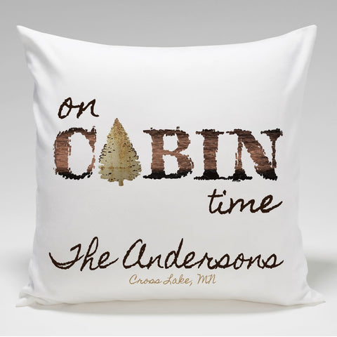 Cabin Throw Pillow-Cabin Time - PersonalizationPop Test Store