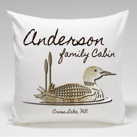 Cabin Throw Pillow-Loon - PersonalizationPop Test Store