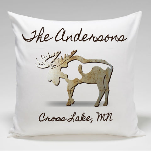 Cabin Throw Pillow-Moose - PersonalizationPop Test Store