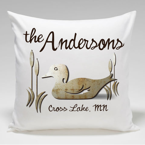Cabin Throw Pillow-Wood Duck - PersonalizationPop Test Store