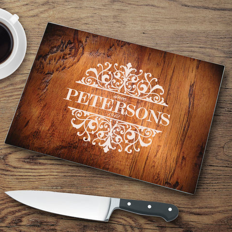 Personalized Glass Cutting Boards - Wood Background - PersonalizationPop Test Store