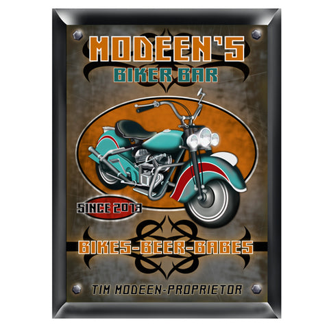 Personalized Traditional Pub Sign - Biker