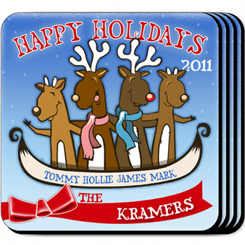 Coaster Set - Reindeer 4 - PersonalizationPop Test Store
