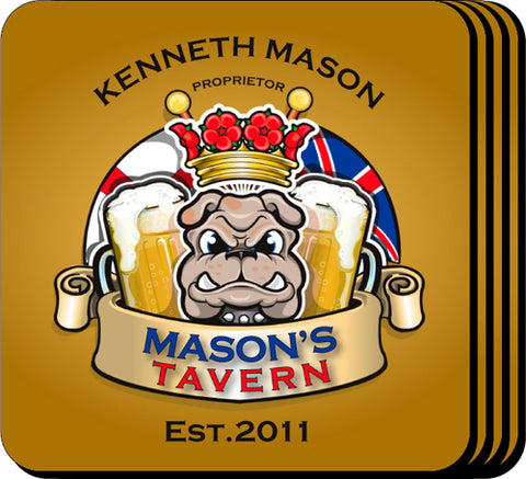 Coaster Set - Bull Dog - PersonalizationPop Test Store