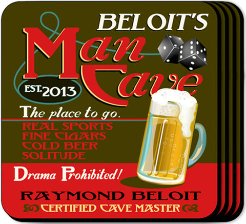Coaster Set - Man Cave - PersonalizationPop Test Store