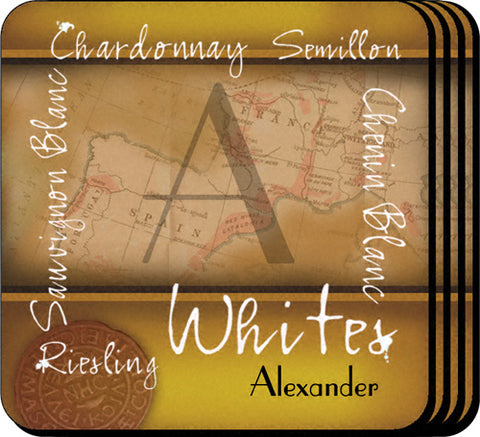 Coaster Set - White Wine - PersonalizationPop Test Store