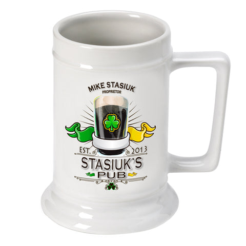 16oz. Ceramic Beer Stein - Irish Pub - PersonalizationPop Test Store