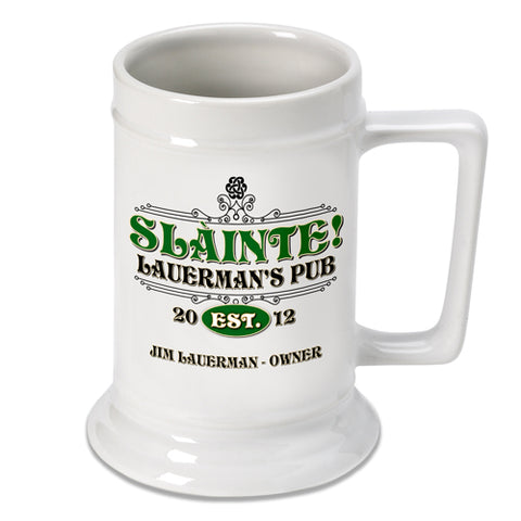 16oz. Ceramic Beer Stein - Slainte - PersonalizationPop Test Store