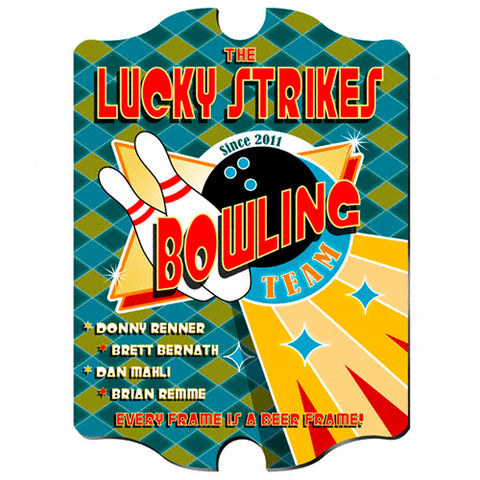 Vintage Series Personalized Sign - Bowl Team