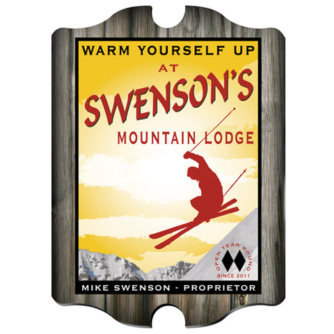 Vintage Series Personalized Sign - Ski Lodge
