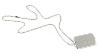 Large Nickel Plated Beveled Dog Tag