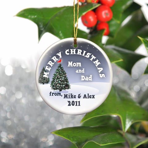 Round Ceramic Ornament - Cardinal