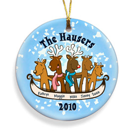 Reindeer Ceramic Ornament - Five