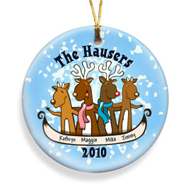Reindeer Ceramic Ornament - Four