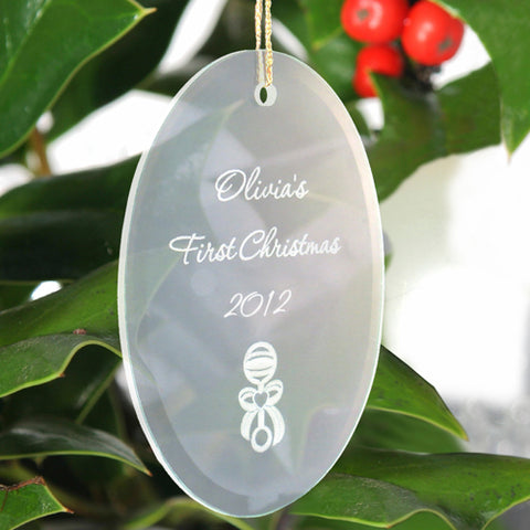 Beveled Glass Ornament-Oval Shaped - PersonalizationPop Test Store