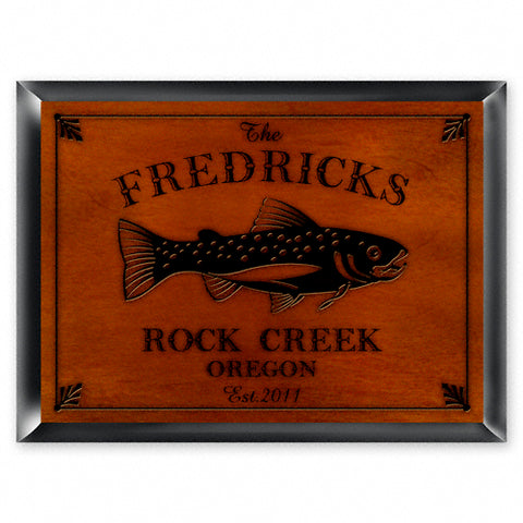 Cabin Series Traditional Sign - Trout - PersonalizationPop Test Store