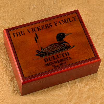 Cabin Series Humidor - Loon - PersonalizationPop Test Store