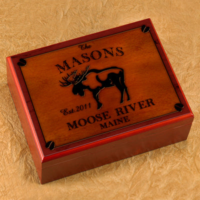 Cabin Series Humidor - Moose - PersonalizationPop Test Store