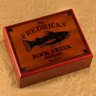 Cabin Series Humidor - Trout - PersonalizationPop Test Store