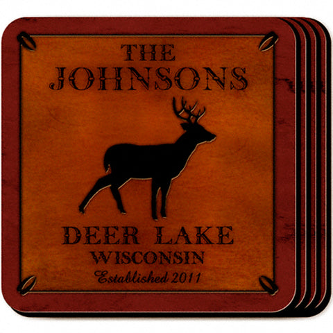 Cabin Series Coaster Set - Stag - PersonalizationPop Test Store