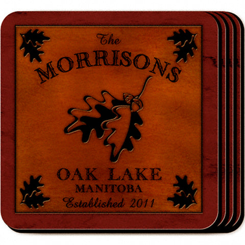 Cabin Series Coaster Set - White Oak - PersonalizationPop Test Store