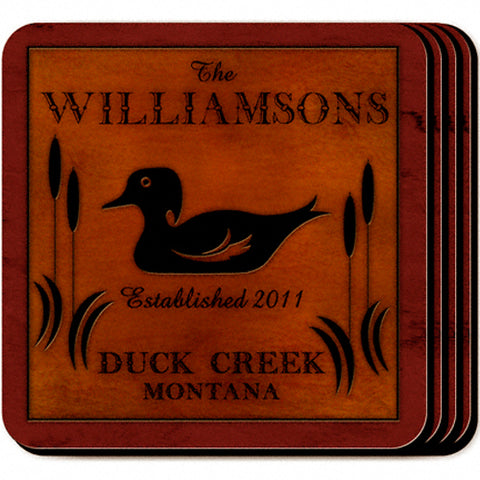 Cabin Series Coaster Set - Wood Duck - PersonalizationPop Test Store