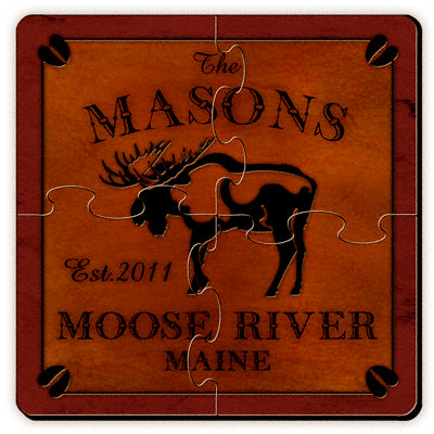 Cabin Series Coaster Puzzle - Moose - PersonalizationPop Test Store