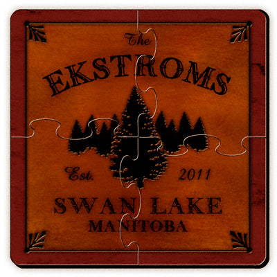 Cabin Series Coaster Puzzle - Spruce - PersonalizationPop Test Store