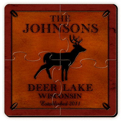 Cabin Series Coaster Puzzle - Stag - PersonalizationPop Test Store