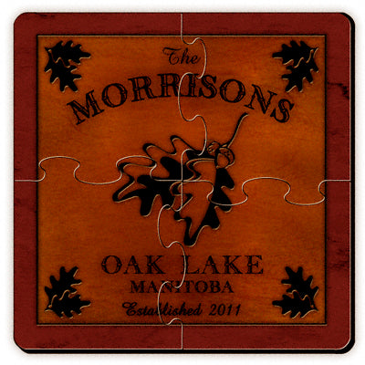 Cabin Series Coaster Puzzle - White Oak - PersonalizationPop Test Store