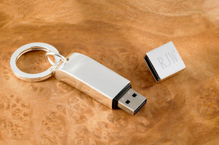 Silver Plated Key Chain with 512MB USB Drive