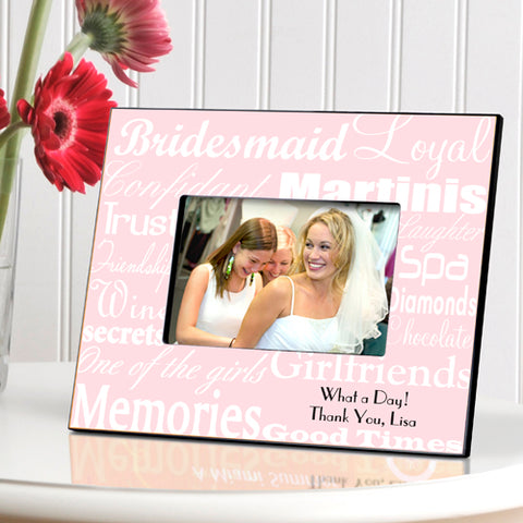 Bridesmaid Frame - White on Pink - PersonalizationPop Test Store