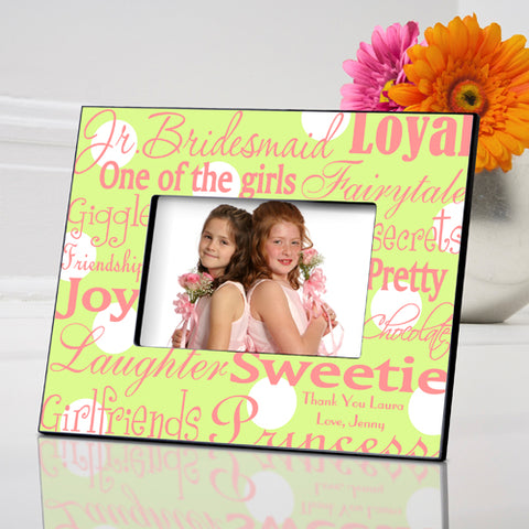 Personalized Jr. Bridesmaid Frame - Green Dots - PersonalizationPop Test Store