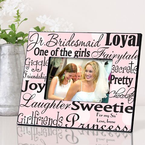 Personalized Jr. Bridesmaid Frame - Pink Dots - PersonalizationPop Test Store