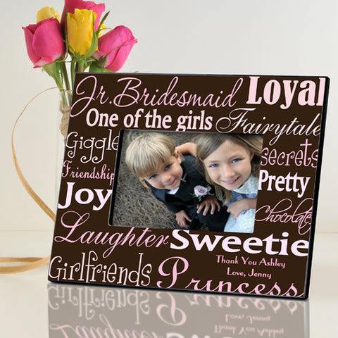 Personalized Jr. Bridesmaid Frame - Pink/Brown - PersonalizationPop Test Store