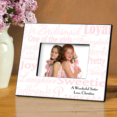 Personalized Jr. Bridesmaid Frame - Pink/White - PersonalizationPop Test Store